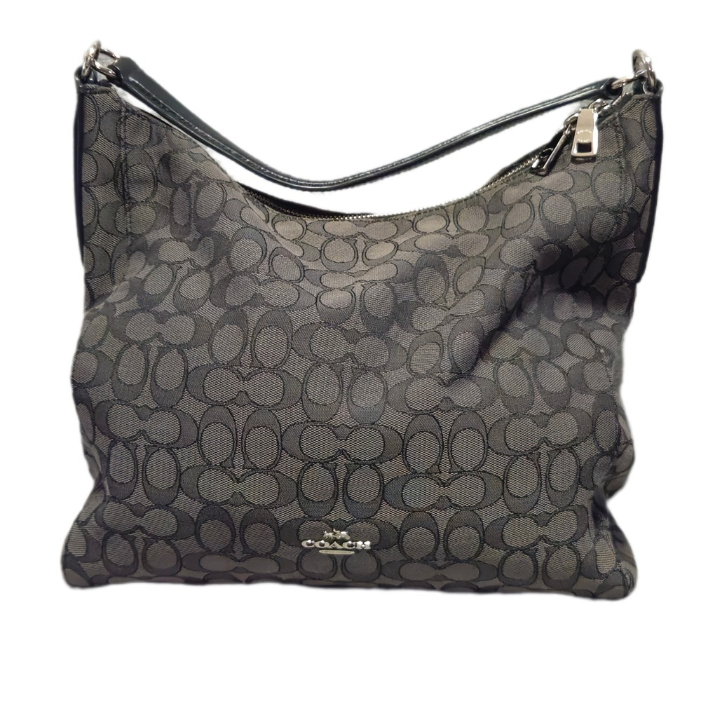 Coach Celeste Hobo Bag Womens Large Charcoal Black Signature Canvas F58327